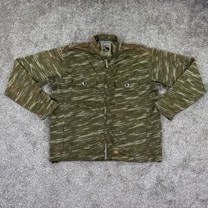 686 Tiger Stripe Camo Full Zip Fleece Jacket Mens XL Green Utility Techwear